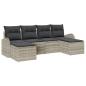 Preview: 6-teiliges Garten Sofa Set mit Kissen Hellgrau Poly Rattan