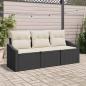 Preview: ARDEBO.de - 3-teiliges Garten-Sofa-Set mit Kissen Schwarz Poly-Rattan