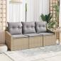 Preview: ARDEBO.de - 3-teiliges Garten-Sofa Set mit Kissen Beige Poly Rattan