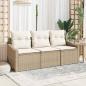 Preview: ARDEBO.de - 3-teiliges Garten Sofa Set mit Kissen Beige Poly Rattan