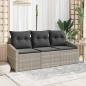 Preview: ARDEBO.de - 3-teiliges Garten Sofa Set mit Kissen Hellgraues Poly Rattan