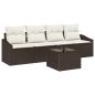 Preview: 5-teilige Garten Sofa Set mit Kissen Braun Poly Rattan