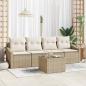 Preview: ARDEBO.de - 5-teiliges Garten-Sofa-Set mit Kissen Beige Poly-Rattan