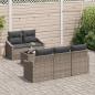 Preview: 6-teiliges Garten Sofa Set mit Kissen Grau Poly Rattan