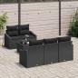 Preview: 6-teiliges Garten Sofa Set mit Kissen Schwarz Poly Rattan