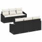 Preview: 7-teiliges Garten-Sofa-Set mit Kissen Schwarz Poly-Rattan