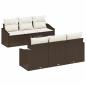 Preview: Sofa Set mit Kissen 7 pcs Braun und Creme Poly Rattan