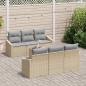 Preview: 7-teiliges Garten-Sofa-Set mit Kissen in Beige aus Poly-Rattan