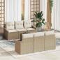 Preview: ARDEBO.de - 7-teiliges Garten-Sofa-Set mit Kissen Beige Poly Rattan