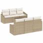 Preview: 7-teiliges Garten-Sofa-Set mit Kissen Beige Poly Rattan
