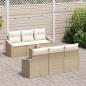 Preview: 7-teiliges Garten-Sofa-Set mit Kissen Beige Poly Rattan