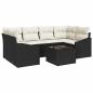 Preview: 7-teiliges Garten Sofa Set mit Kissen Schwarzes Poly Rattan