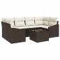 Preview: 7-teiliges Garten Sofa Set mit Kissen Braun Poly Rattan