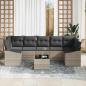 Preview: 8-teiliges Garten Sofa Set mit Kissen Hellgrau Poly Rattan