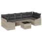 Preview: 8-teiliges Garten Sofa Set mit Kissen Hellgrau Poly Rattan