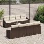 Preview: 9-teiliges Garten Sofa Set mit Kissen Braun Poly Rattan