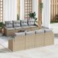 Preview: ARDEBO.de - 9-teiliges Garten Sofa Set mit Kissen Beige Poly Rattan