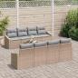 Preview: Sofa Set mit Kissen 9 pcs Beige und Hellgrau Poly Rattan