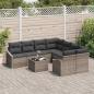 Preview: 9-teiliges Garten-Sofa-Set mit grauen Kissen aus Poly-Rattan