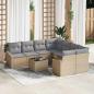 Preview: ARDEBO.de - 9-teiliges Garten-Sofa-Set mit Kissen Beige Poly Rattan