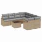 Preview: 9-teiliges Garten-Sofa-Set mit Kissen Beige Poly Rattan
