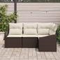 Preview: 4-teiliges Garten-Sofa-Set mit Kissen Braun Poly-Rattan