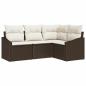 Preview: 4-teiliges Garten-Sofa-Set mit Kissen Braun Poly-Rattan