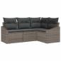 Preview: 4-teiliges Garten Sofa Set mit Kissen Grau Poly-Rattan