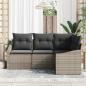 Preview: 4-teiliges Garten Sofa Set mit Kissen Grau Poly-Rattan