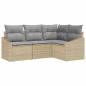 Preview: 4-teiliges Garten-Sofa-Set mit Kissen Beige Poly Rattan