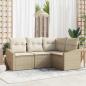 Preview: ARDEBO.de - 4-teiliges Garten-Sofa-Set mit Kissen Beige Poly Rattan