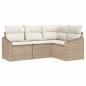 Preview: 4-teiliges Garten-Sofa-Set mit Kissen Beige Poly Rattan