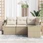 Preview: 4-teiliges Garten-Sofa-Set mit Kissen Beige Poly Rattan