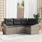 Preview: ARDEBO.de - 4-teiliges Garten-Sofa-Set mit Kissen hellgrau Poly-Rattan