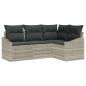 Preview: 4-teiliges Garten-Sofa-Set mit Kissen hellgrau Poly-Rattan