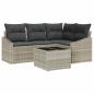 Preview: Sofa Set mit Kissen 5 pcs Hellgrau Poly-Rattan