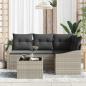 Preview: Sofa Set mit Kissen 5 pcs Hellgrau Poly-Rattan