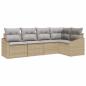 Preview: 5-teiliges Garten-Sofa-Set mit Kissen Beige Poly Rattan