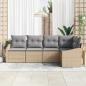 Preview: 5-teiliges Garten-Sofa-Set mit Kissen Beige Poly Rattan