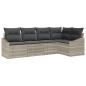 Preview: Sofa Set mit Kissen 5 pcs Hellgrau Poly-Rattan