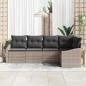 Preview: 5-teiliges Garten-Sofa-Set mit Kissen Hellgrau Poly-Rattan