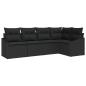 Preview: 5-teiliges Garten Sofa Set mit Kissen Schwarz Poly-Rattan