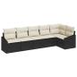 Preview: 6-teiliges Garten-Sofa-Set mit Kissen Schwarz Poly-Rattan