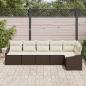 Preview: 6-teiliges Garten Sofa Set mit Kissen aus braunem Poly Rattan