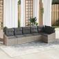 Preview: ARDEBO.de - 6-teiliges Garten Sofa Set mit Kissen Lichtgrau Poly Rattan