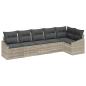 Preview: 6-teiliges Garten Sofa Set mit Kissen Lichtgrau Poly Rattan