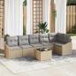 Preview: ARDEBO.de - 7-teiliges Garten Sofa Set mit Kissen Schwarz Poly Rattan