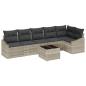 Preview: ARDEBO.de - 7-teiliges Garten-Sofa-Set mit Kissen Grau Poly Rattan