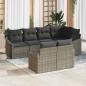 Preview: ARDEBO.de - 7-teiliges Garten-Sofa-Set mit Kissen Grau Poly Rattan