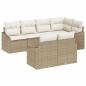 Preview: ARDEBO.de - 7-teiliges Garten-Sofa-Set mit Kissen Beige Poly Rattan